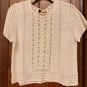 Spell the Gypsy Cream Crochet Short Sleeve Top